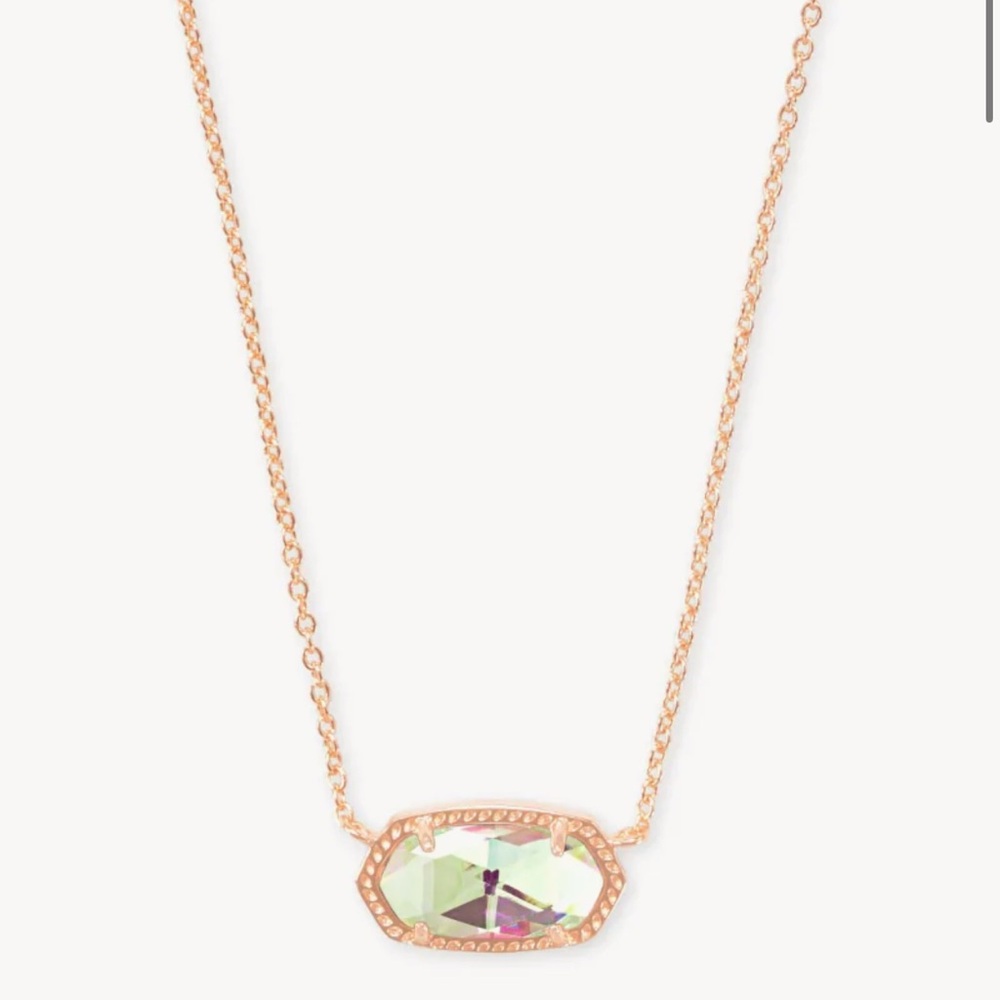 Kendra Scott Elisa Rose Gold with Dichroic Glass Necklace with Lee Earrings